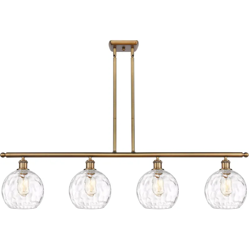 Ballston Athens Water Glass 4 Light 48 inch Brushed Brass Island Light Ceiling Light