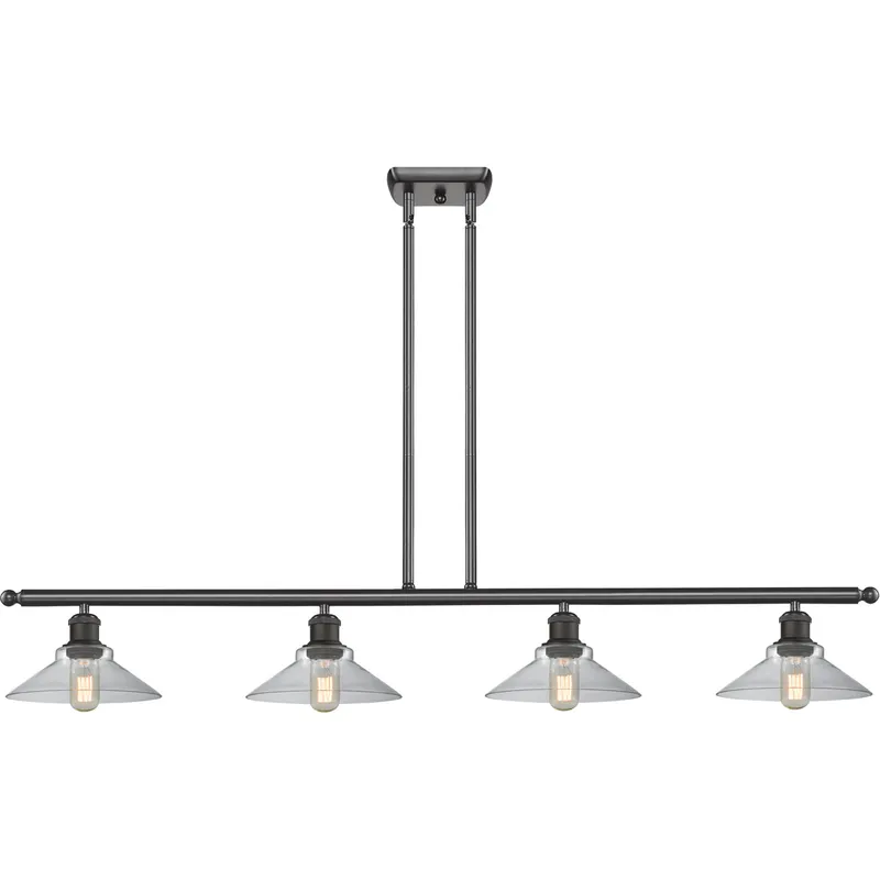 Ballston Orwell 4 Light 48 inch Oil Rubbed Bronze Island Light Ceiling Light in Clear Glass, Ballston