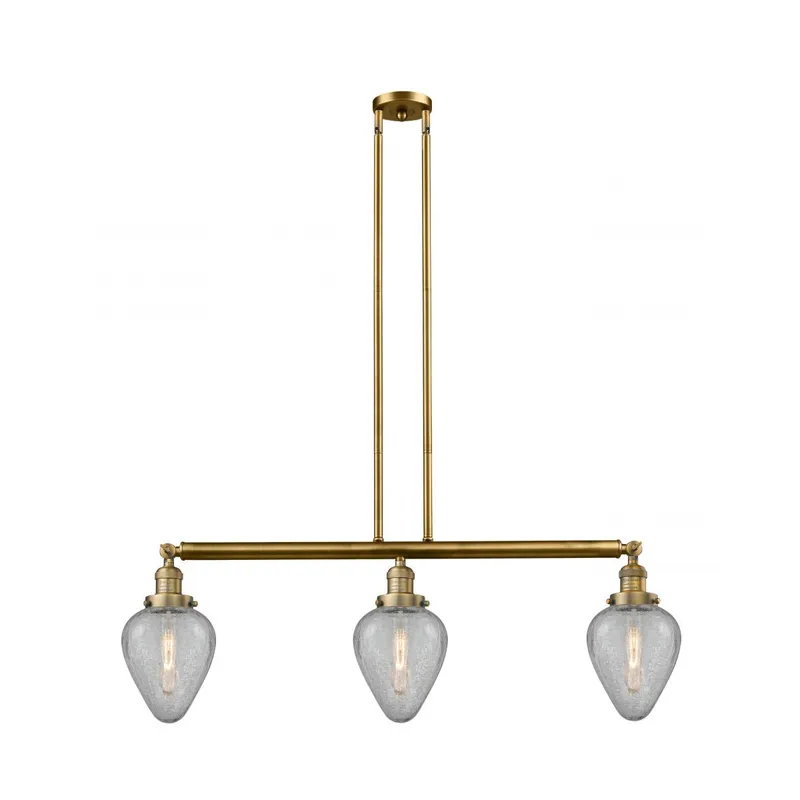Franklin Restoration Geneseo 3 Light 38 inch Brushed Brass Island Light Ceiling Light, Franklin Restoration