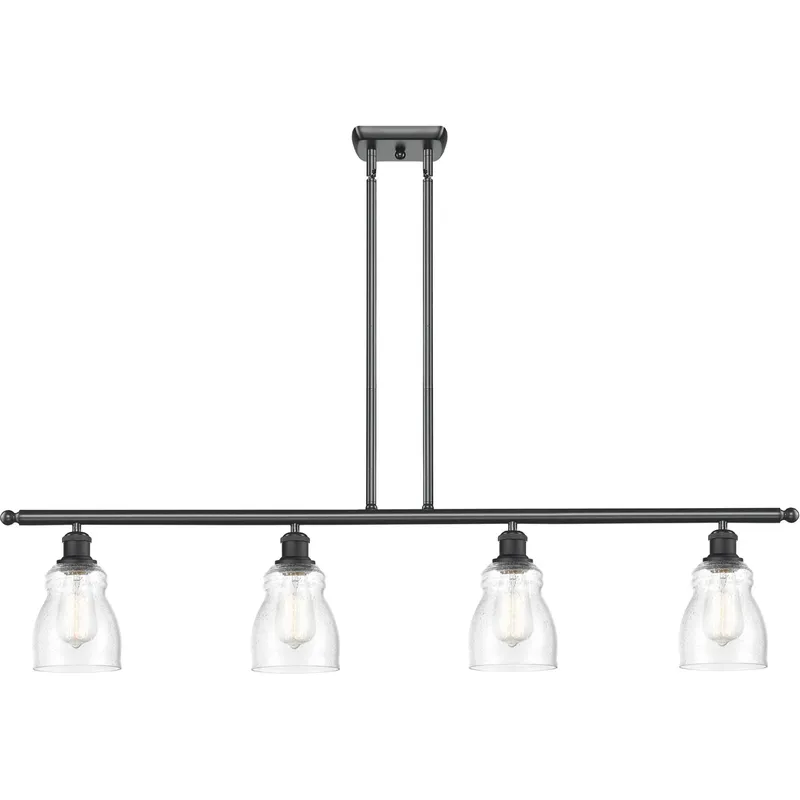 Ballston Ellery LED 48 inch Matte Black Island Light Ceiling Light in Seedy Glass, Ballston