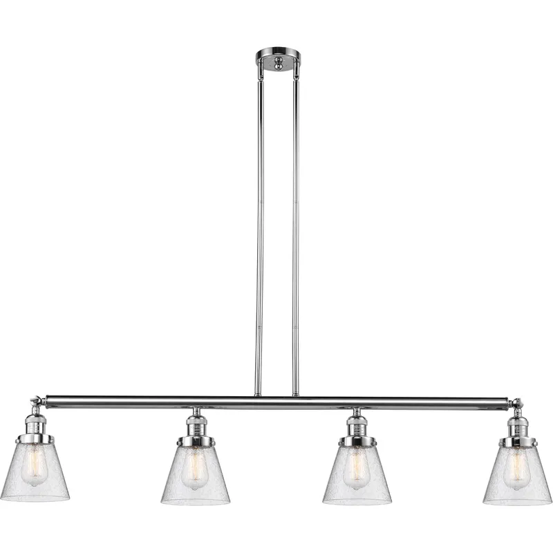 Franklin Restoration Small Cone LED 50.88 inch Polished Chrome Island Light Ceiling Light in Seedy Glass, Franklin Restoration