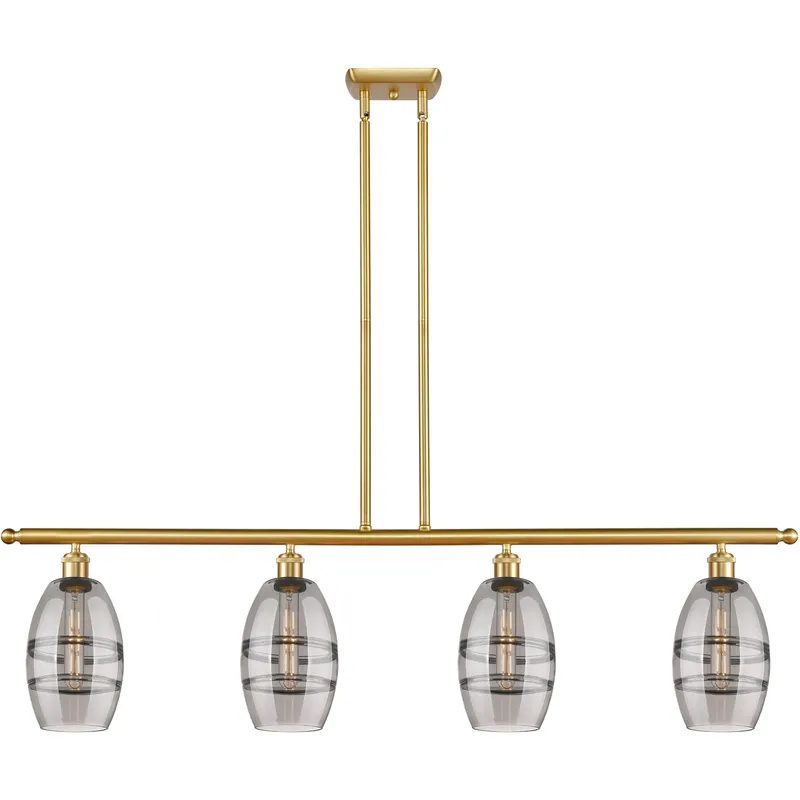 Ballston Vaz 4 Light 48 inch Satin Gold Stem Hung Island Light Ceiling Light