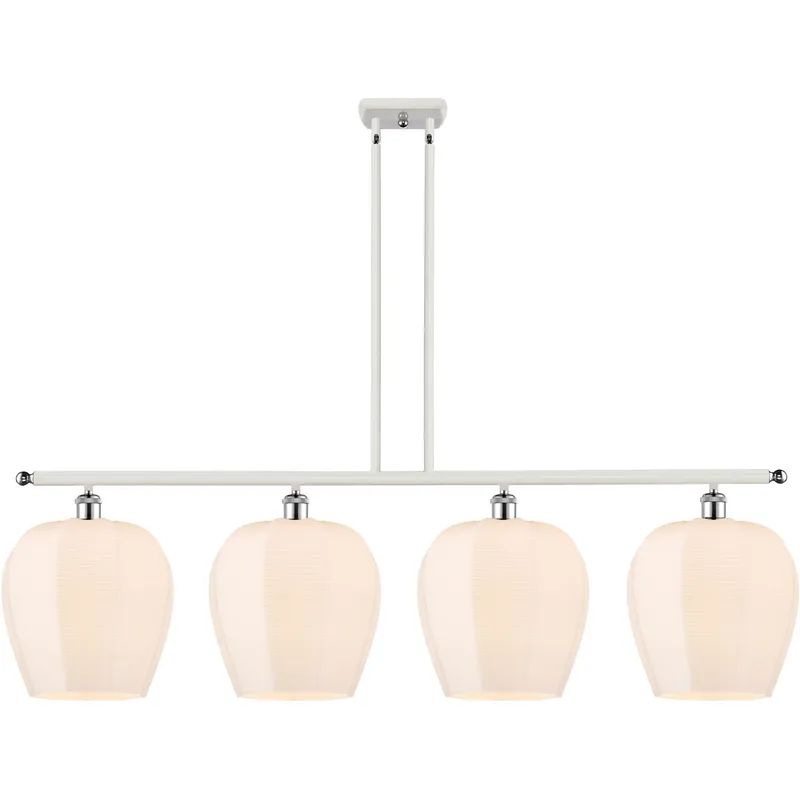 Ballston Norfolk 4 Light 50 inch White and Polished Chrome Island Light Ceiling Light in Matte White Glass