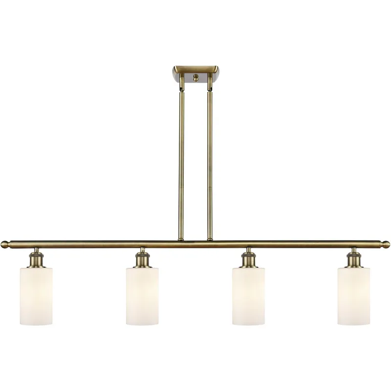 Ballston Clymer LED 48 inch Antique Brass Island Light Ceiling Light in Matte White Glass, Ballston