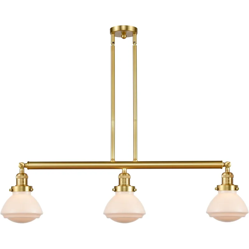 Franklin Restoration Olean LED 39 inch Satin Gold Island Light Ceiling Light in Matte White Glass, Franklin Restoration