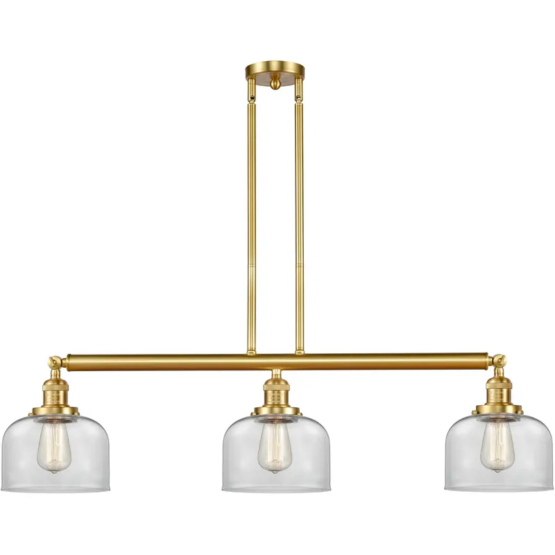 Franklin Restoration Large Bell LED 41 inch Satin Gold Island Light Ceiling Light in Clear Glass, Franklin Restoration
