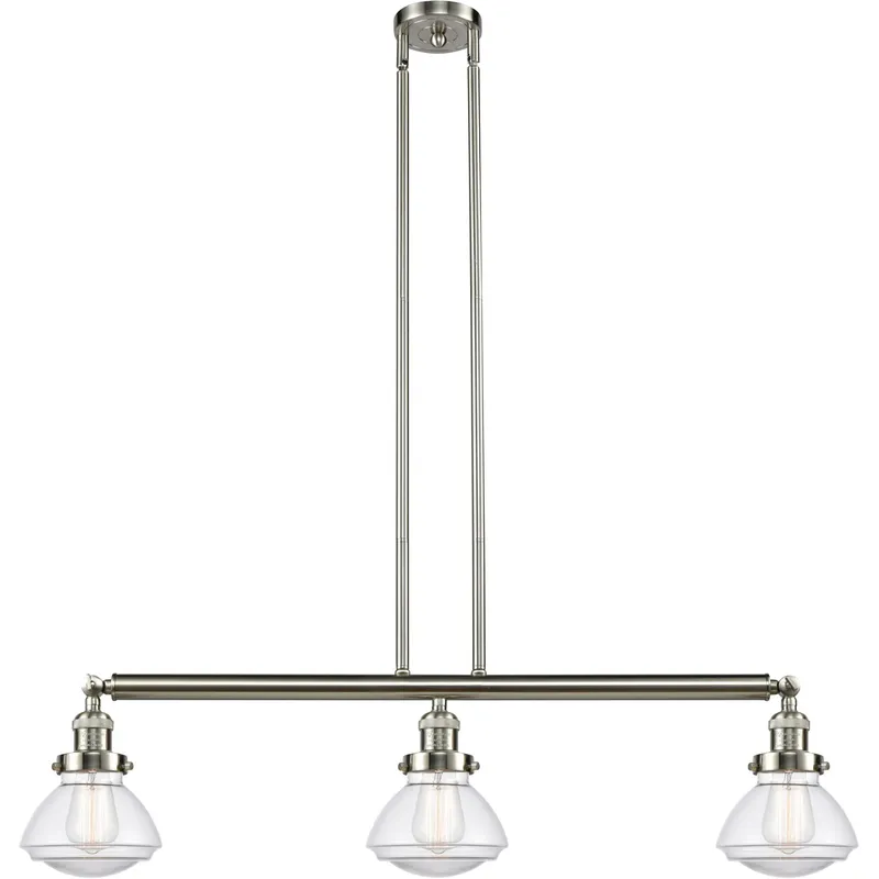 Franklin Restoration Olean LED 39 inch Brushed Satin Nickel Island Light Ceiling Light in Clear Glass, Franklin Restoration