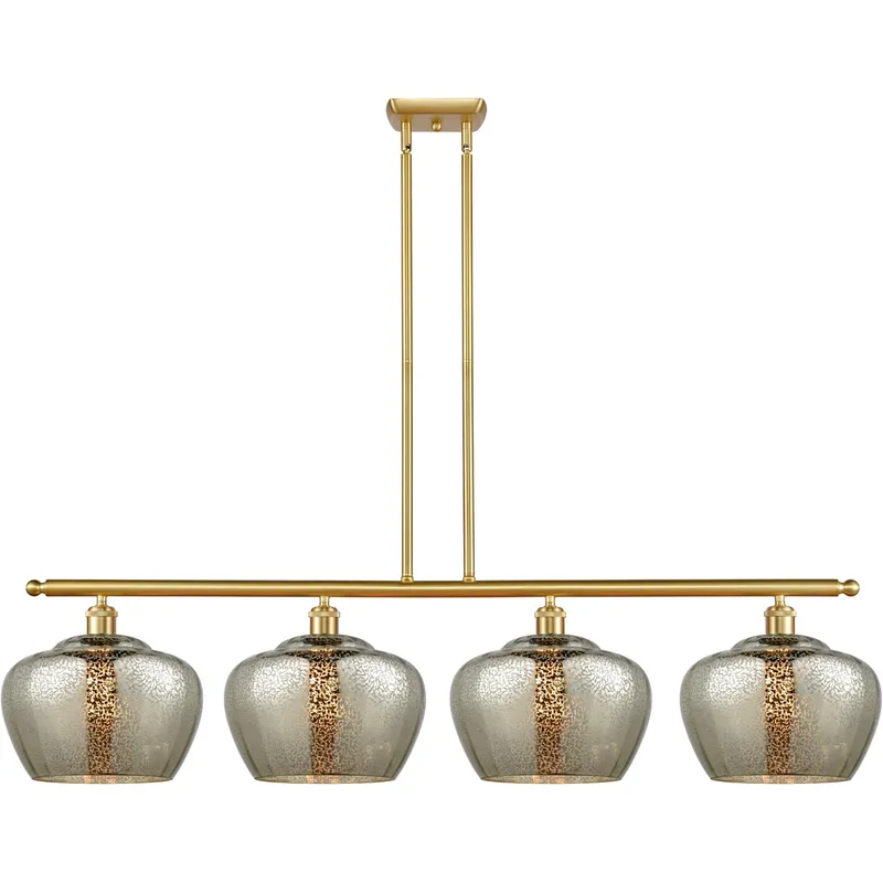 Ballston Large Fenton LED 48 inch Satin Gold Island Light Ceiling Light in Mercury Glass, Ballston
