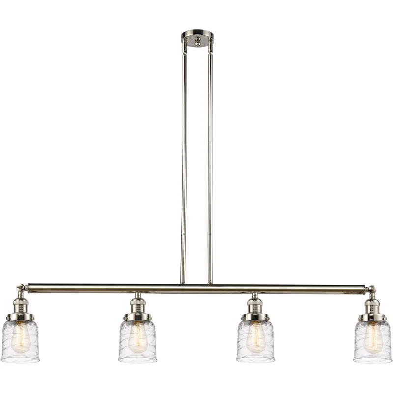 Franklin Restoration Bell 4 Light 49.63 inch Polished Nickel Island Light Ceiling Light in Deco Swirl Glass