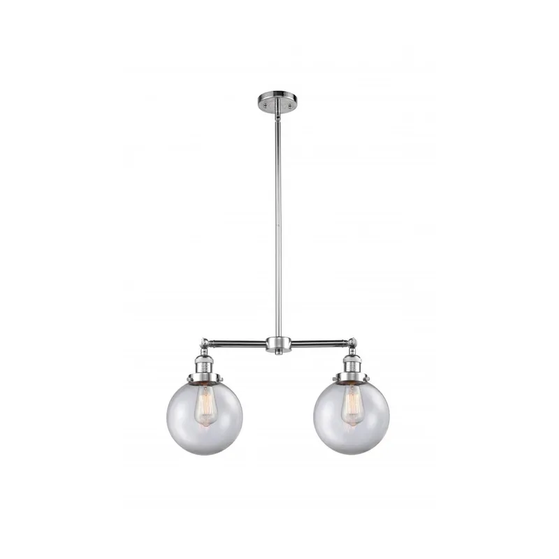 Franklin Restoration Large Beacon 2 Light 25 inch Polished Chrome Chandelier Ceiling Light in Clear Glass, Franklin Restoration