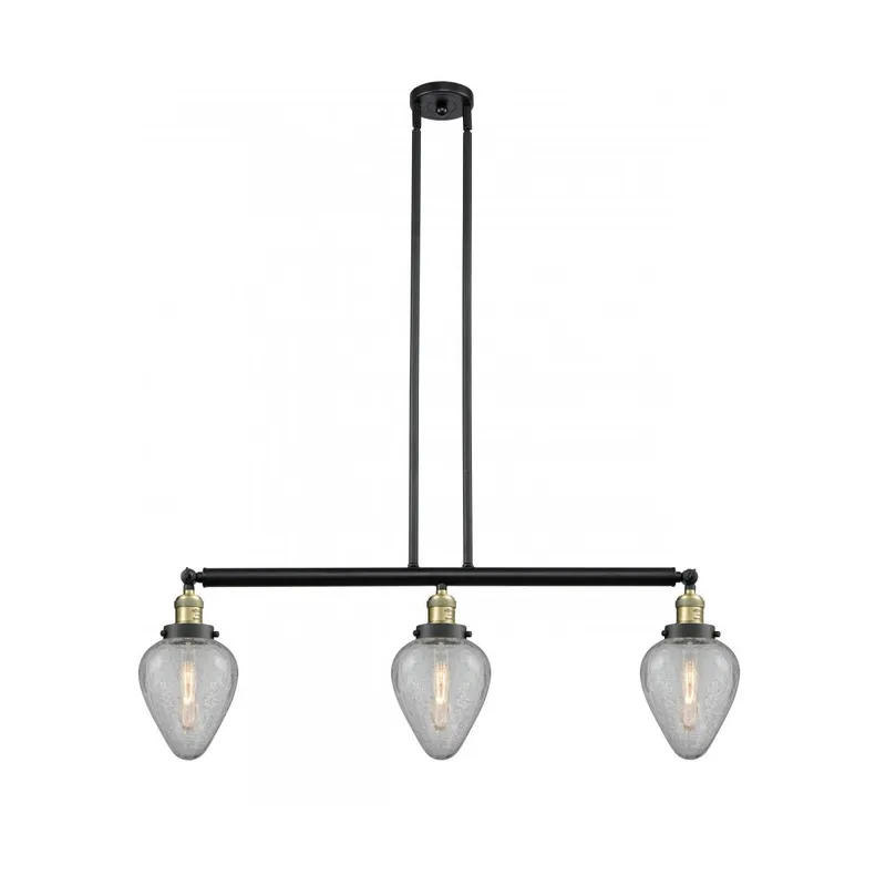 Franklin Restoration Geneseo 3 Light 38 inch Black Antique Brass Island Light Ceiling Light, Franklin Restoration