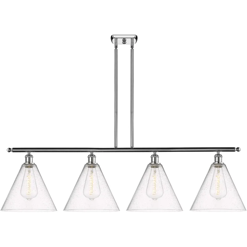 Ballston Ballston Cone LED 50.25 inch Polished Chrome Island Light Ceiling Light in Seedy Glass