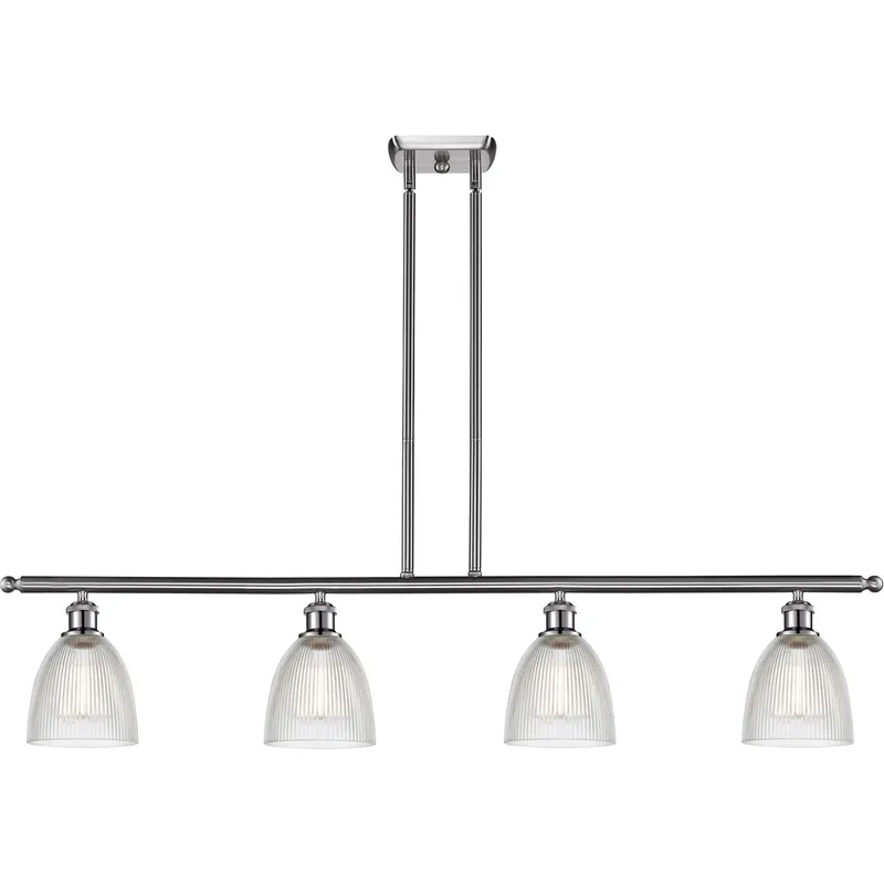 Ballston Castile 4 Light 48 inch Brushed Satin Nickel Island Light Ceiling Light in Clear Glass, Ballston