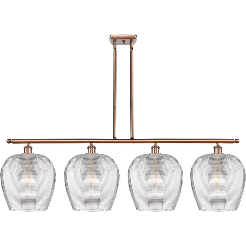 Ballston Norfolk 4 Light 50 inch Antique Copper Island Light Ceiling Light in Clear Glass