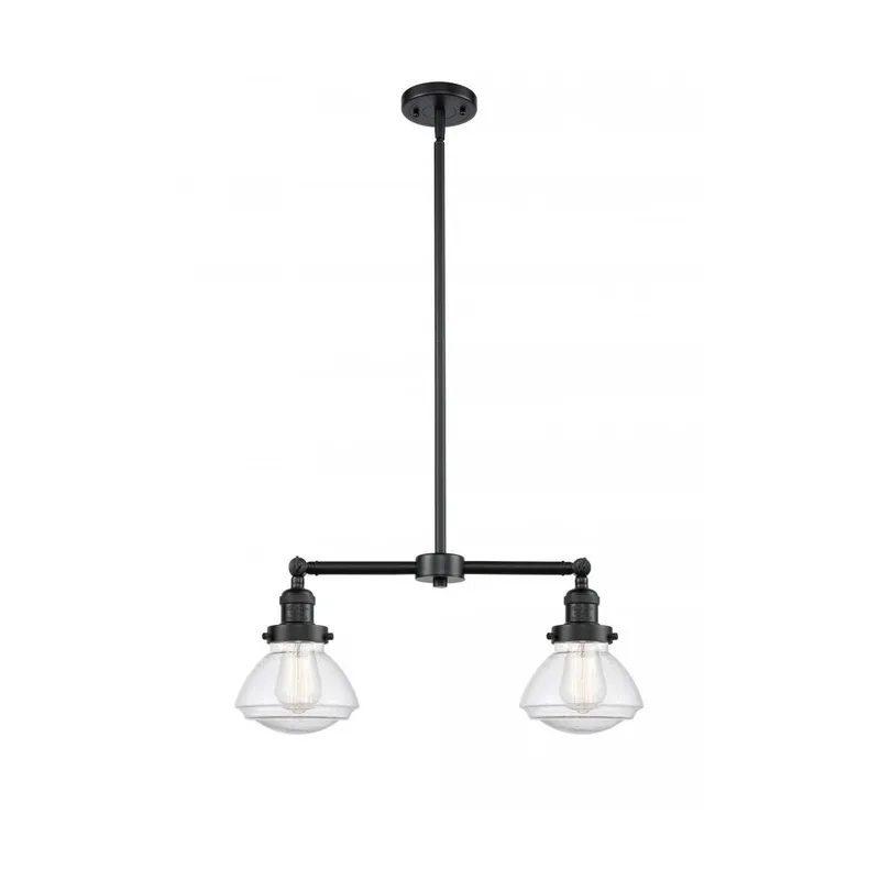 Franklin Restoration Olean 2 Light 22 inch Oil Rubbed Bronze Island Light Ceiling Light in Seedy Glass, Franklin Restoration