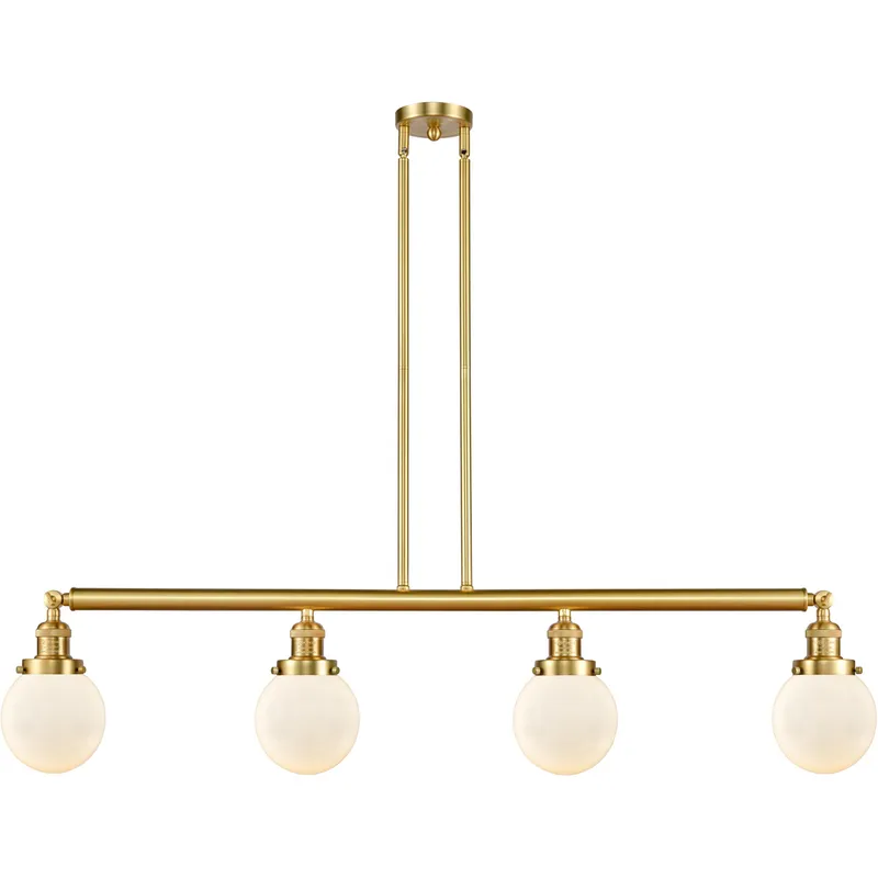 Franklin Restoration Beacon LED 50.63 inch Satin Gold Island Light Ceiling Light in Matte White Glass, Franklin Restoration