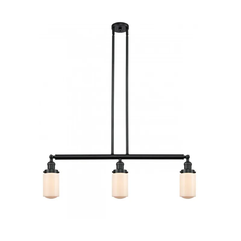 Franklin Restoration Dover 3 Light 37 inch Matte Black Island Light Ceiling Light in Matte White Glass, Franklin Restoration