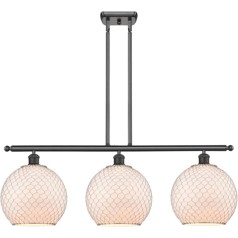 Ballston Large Farmhouse Chicken Wire 3 Light 36 inch Oil Rubbed Bronze Island Light Ceiling Light, Ballston