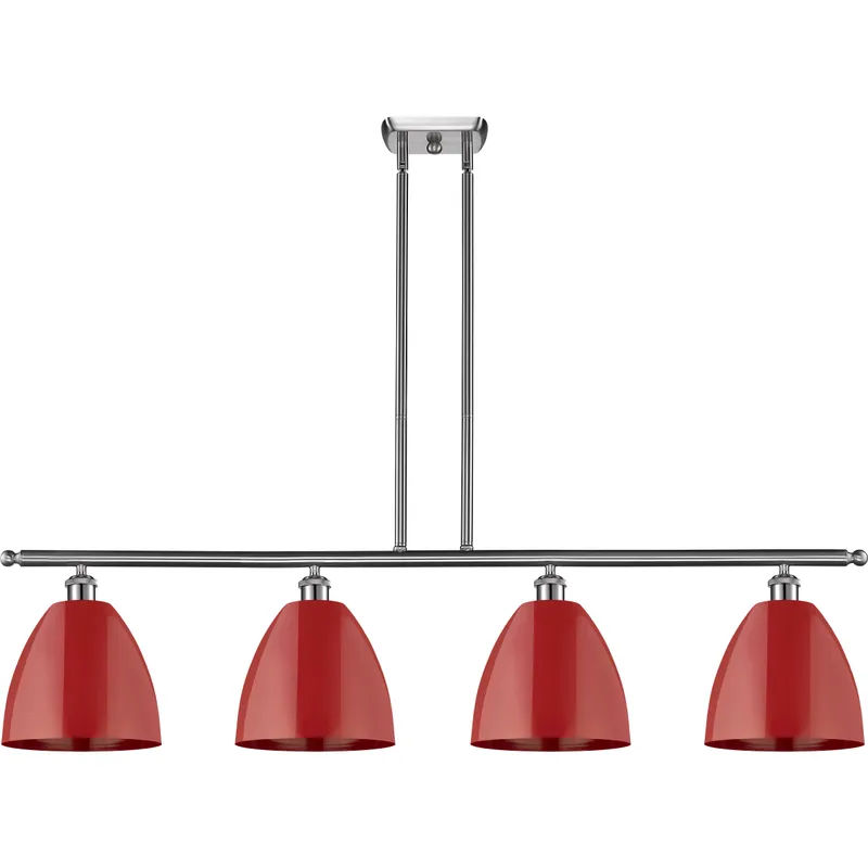 Ballston Plymouth Dome LED 48 inch Brushed Satin Nickel Island Light Ceiling Light in Matte Red