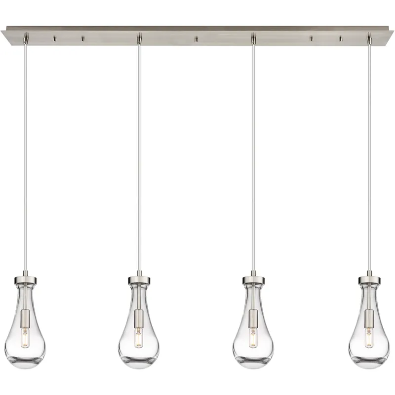 Owego 4 Light 48.88 inch Brushed Satin Nickel Linear Pendant Ceiling Light in Clear Glass
