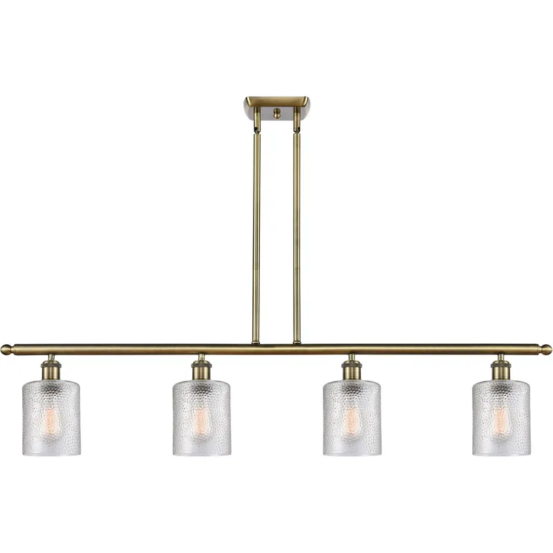 Ballston Cobbleskill LED 48 inch Antique Brass Island Light Ceiling Light in Clear Glass, Ballston