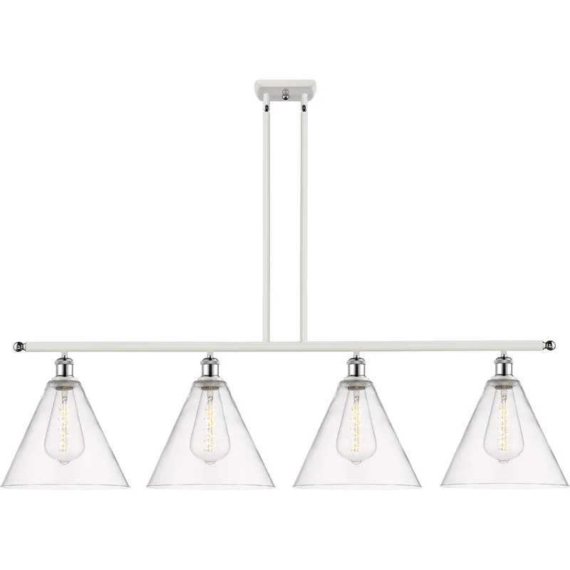 Ballston Ballston Cone LED 50.25 inch White and Polished Chrome Island Light Ceiling Light in Clear Glass