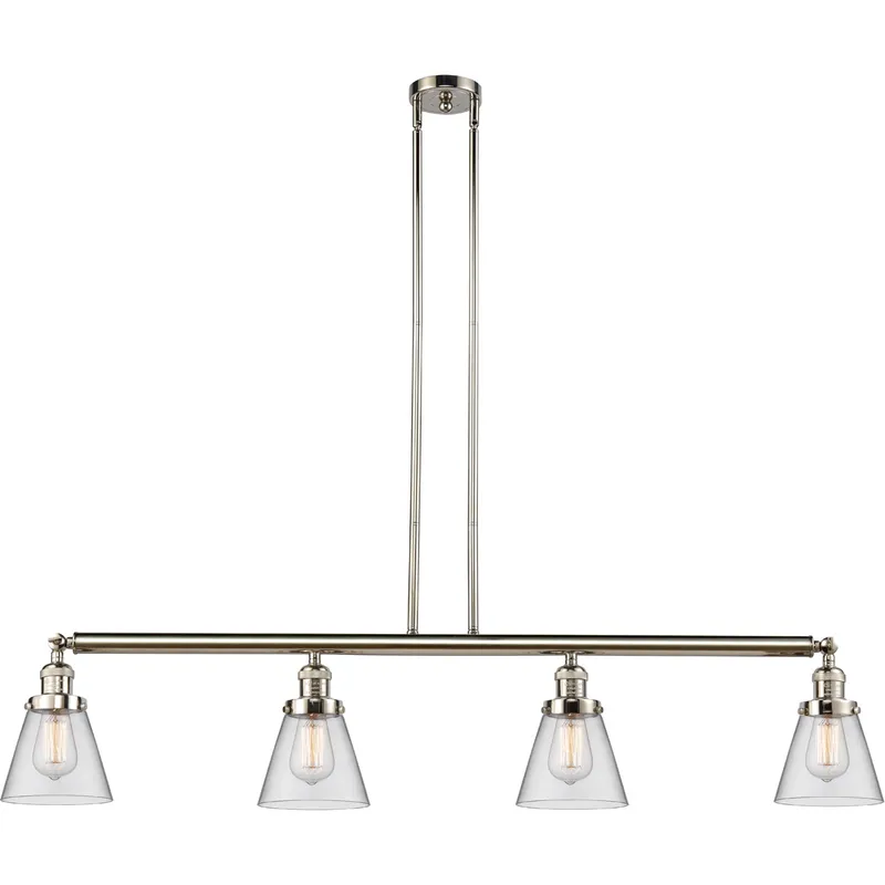 Franklin Restoration Small Cone LED 50.88 inch Polished Nickel Island Light Ceiling Light in Clear Glass, Franklin Restoration