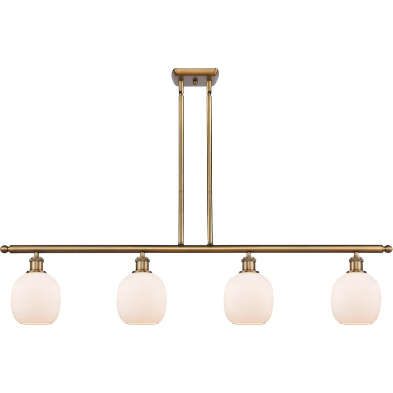 Ballston Belfast 4 Light 48 inch Brushed Brass Island Light Ceiling Light in Matte White Glass, Ballston