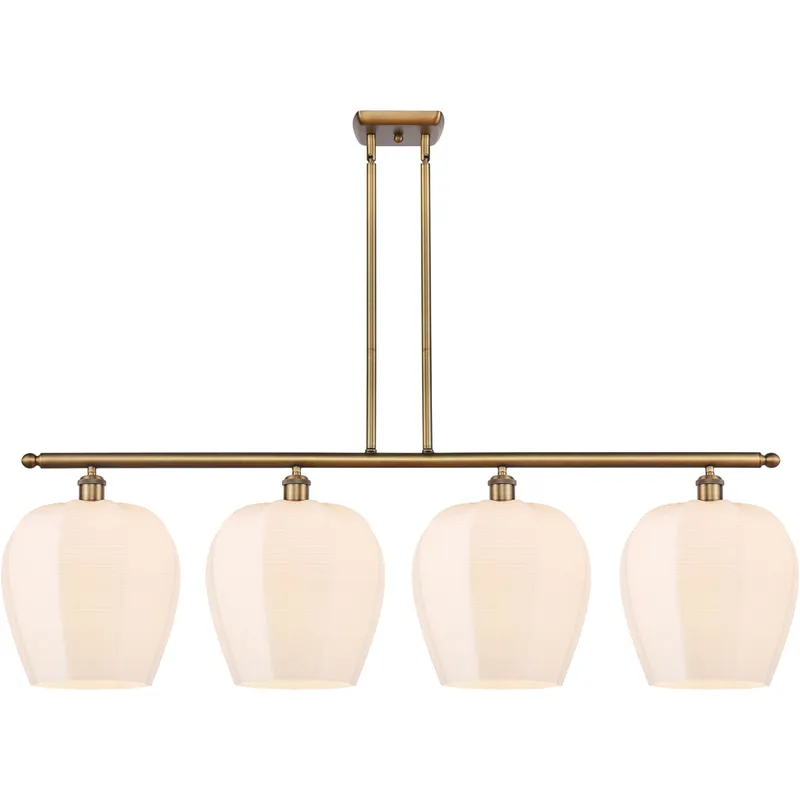 Ballston Norfolk 4 Light 50 inch Brushed Brass Island Light Ceiling Light in Matte White Glass