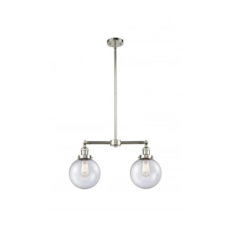 Franklin Restoration Large Beacon 2 Light 43 inch Polished Nickel Island Light Ceiling Light in Seedy Glass, Franklin Restoration