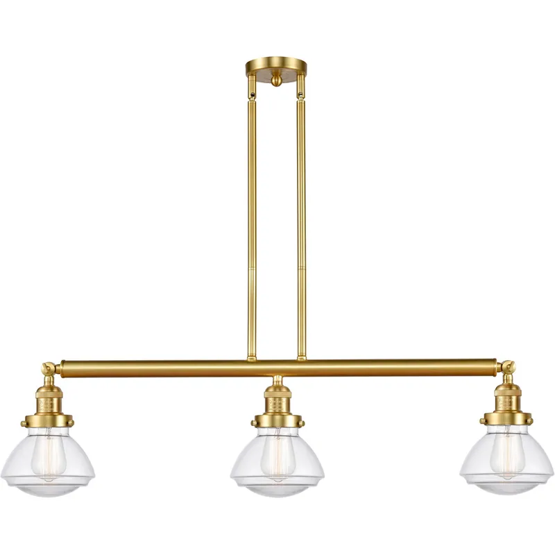 Franklin Restoration Olean LED 39 inch Satin Gold Island Light Ceiling Light in Clear Glass, Franklin Restoration