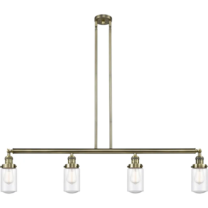 Franklin Restoration Dover LED 49.13 inch Antique Brass Island Light Ceiling Light in Seedy Glass, Franklin Restoration