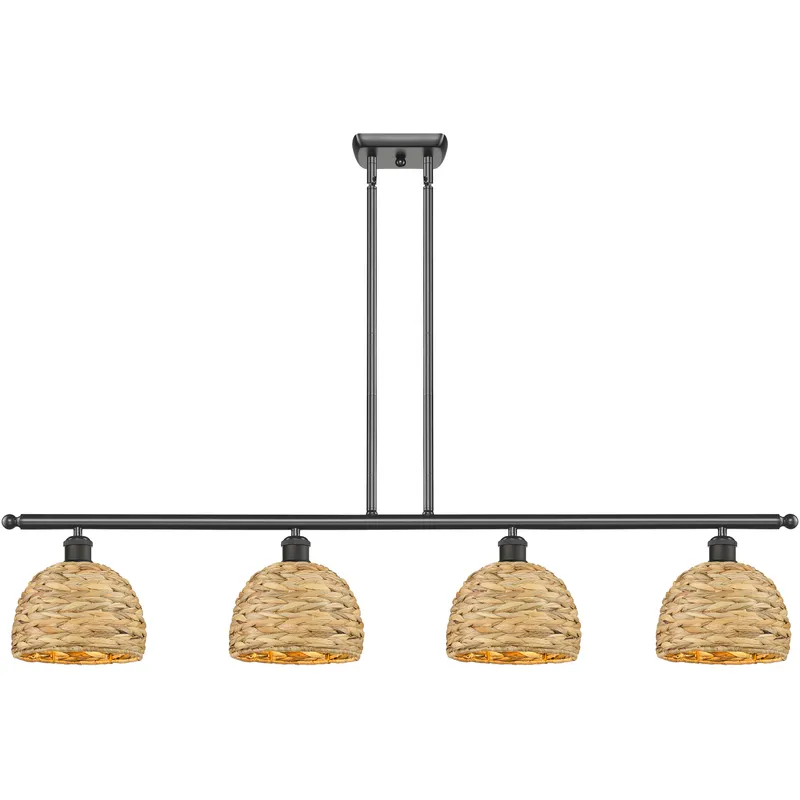 Woven Rattan Island Light Ceiling Light in Oil Rubbed Bronze