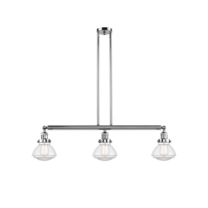 Franklin Restoration Olean LED 39 inch Polished Chrome Island Light Ceiling Light in Clear Glass, Franklin Restoration