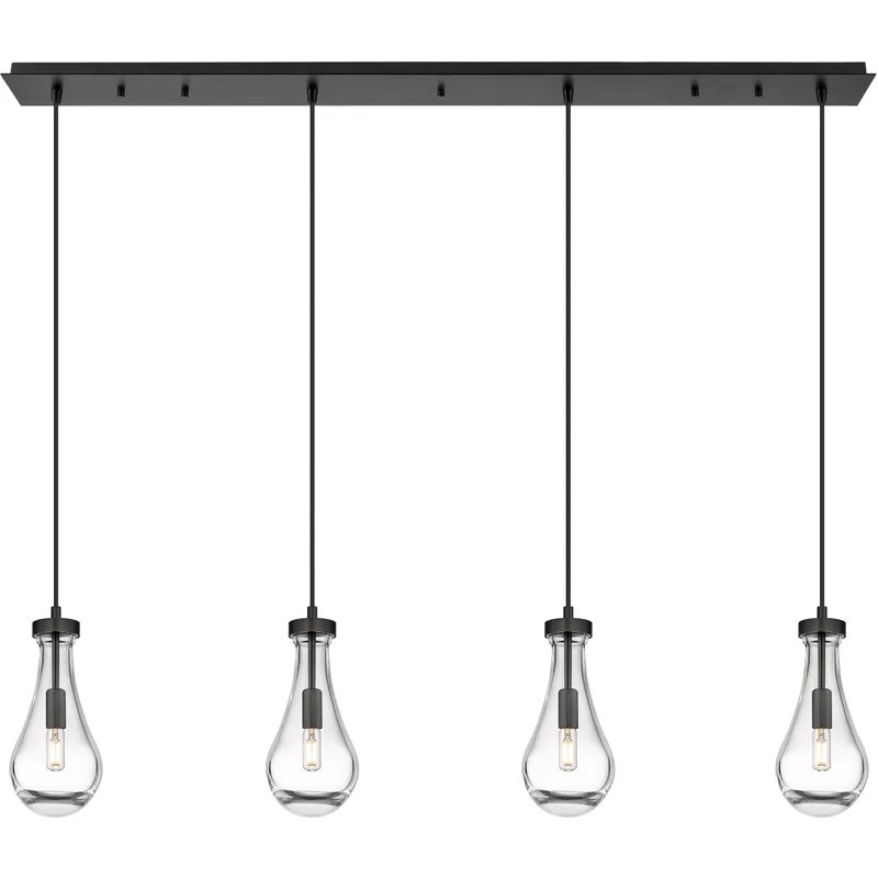 Owego 4 Light 48.88 inch Matte Black Linear Pendant Ceiling Light in Clear Glass