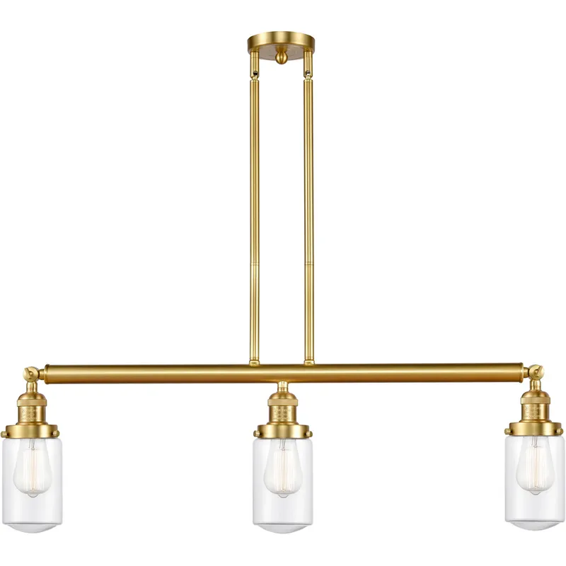 Franklin Restoration Dover 3 Light 37 inch Satin Gold Island Light Ceiling Light in Clear Glass, Franklin Restoration