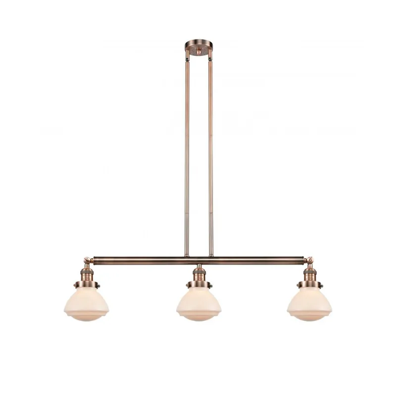 Franklin Restoration Olean LED 39 inch Antique Copper Island Light Ceiling Light in Matte White Glass, Franklin Restoration
