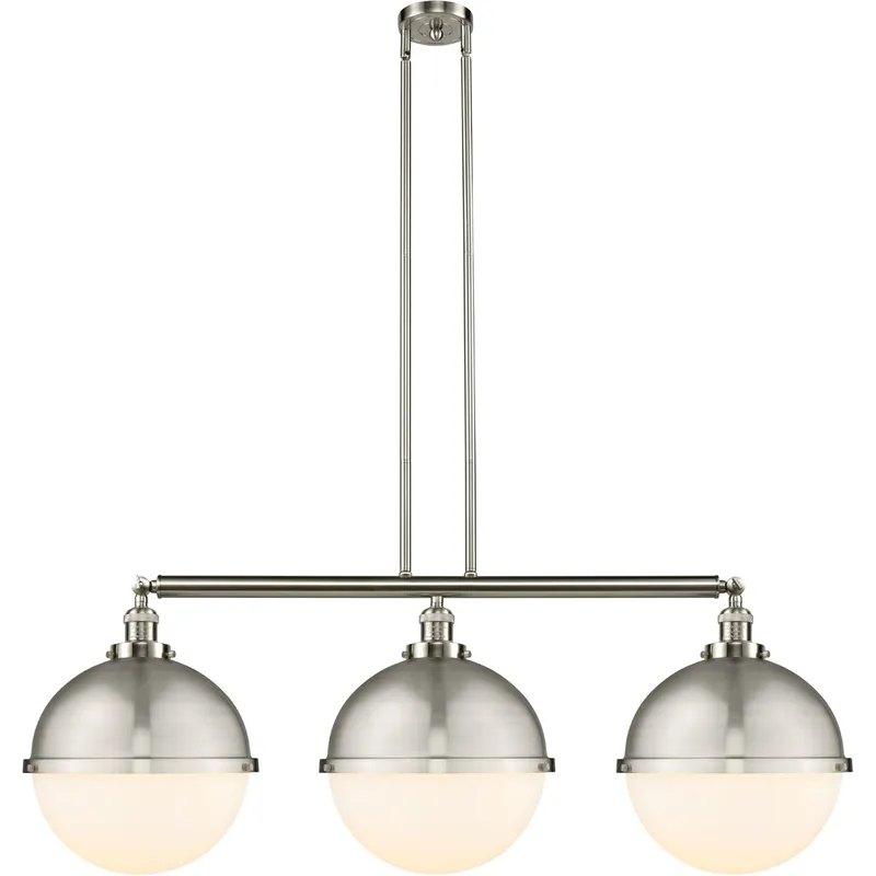 Franklin Restoration Hampden LED 45.38 inch Brushed Satin Nickel Island Light Ceiling Light in Matte White Glass