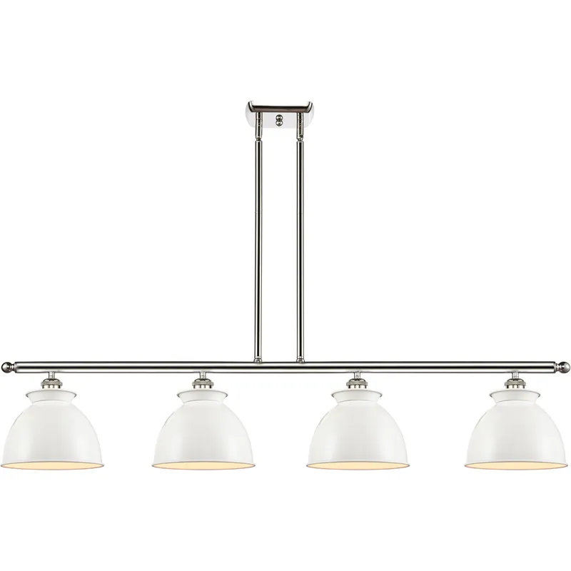 Ballston Adirondack 4 Light 48 inch Brushed Brass Island Light Ceiling Light in Incandescent, Glossy White, Ballston