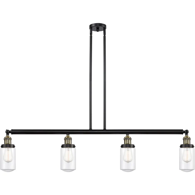 Franklin Restoration Dover LED 49.13 inch Black Antique Brass Island Light Ceiling Light in Clear Glass, Franklin Restoration
