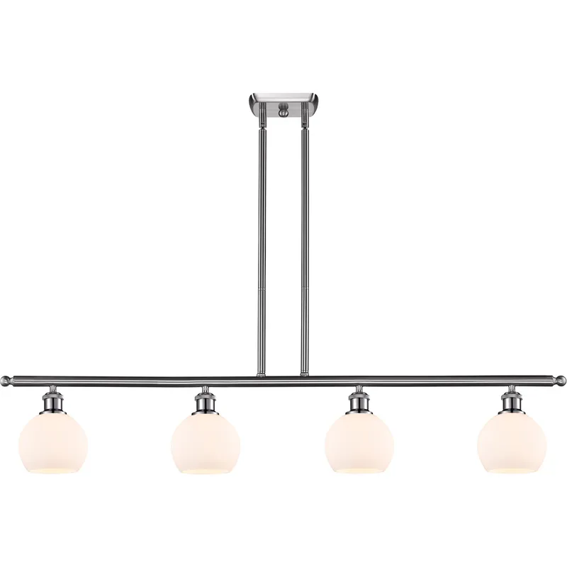 Ballston Athens LED 48 inch Brushed Satin Nickel Island Light Ceiling Light in Matte White Glass