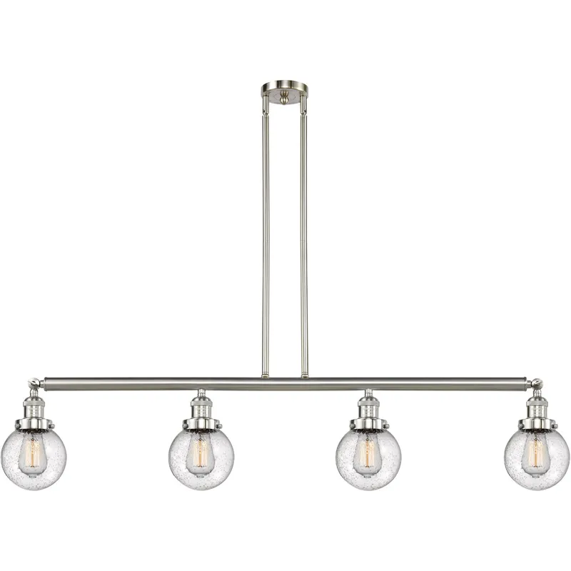 Franklin Restoration Beacon LED 50.63 inch Brushed Satin Nickel Island Light Ceiling Light in Seedy Glass, Franklin Restoration