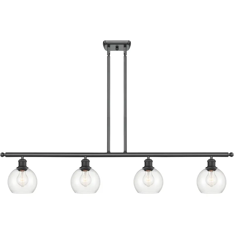 Ballston Athens LED 48 inch Matte Black Island Light Ceiling Light in Clear Glass