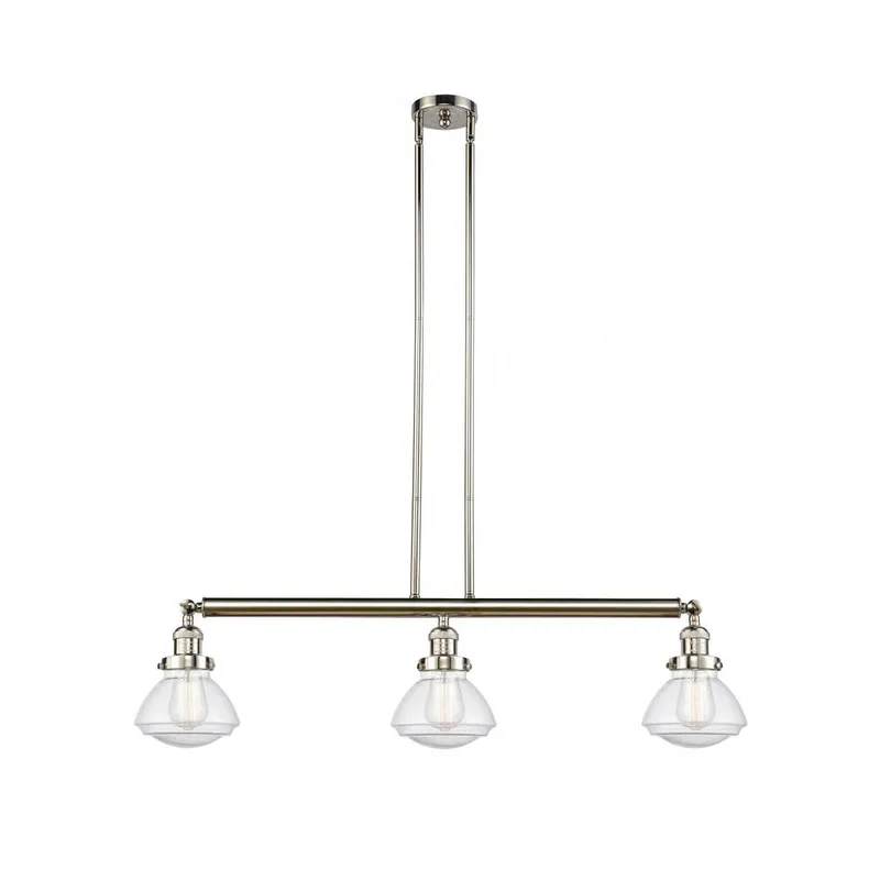 Franklin Restoration Olean LED 39 inch Polished Nickel Island Light Ceiling Light in Seedy Glass, Franklin Restoration