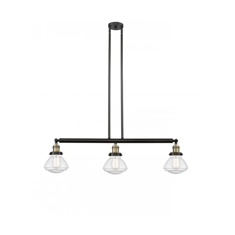 Franklin Restoration Olean LED 39 inch Black Antique Brass Island Light Ceiling Light in Seedy Glass, Franklin Restoration