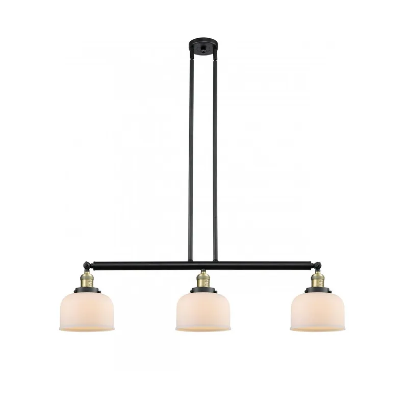 Franklin Restoration Large Bell LED 41 inch Black Antique Brass Island Light Ceiling Light in Matte White Glass, Franklin Restoration