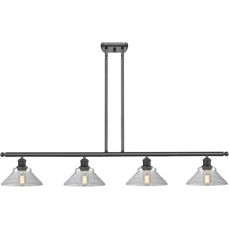 Ballston Orwell 4 Light 48 inch Matte Black Island Light Ceiling Light in Clear Glass, Ballston