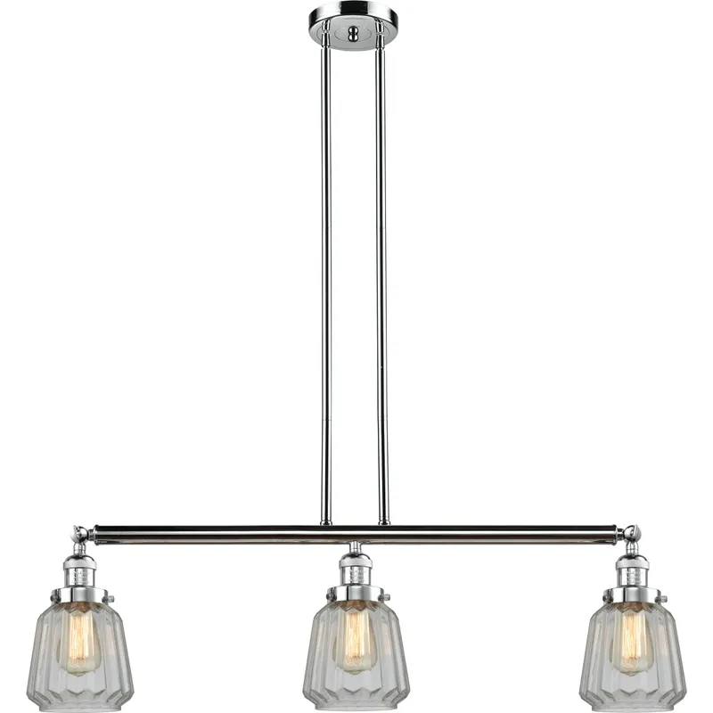 Franklin Restoration Chatham 3 Light 38.75 inch Polished Chrome Island Light Ceiling Light in Clear Glass, Franklin Restoration