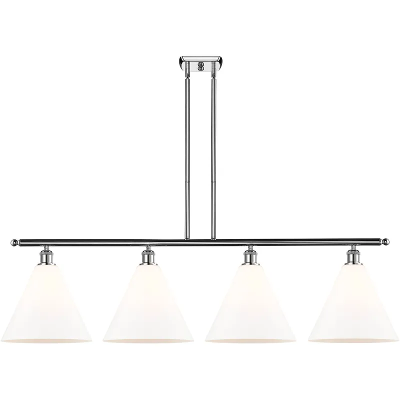 Ballston Ballston Cone LED 50.25 inch Polished Chrome Island Light Ceiling Light in Matte White Glass