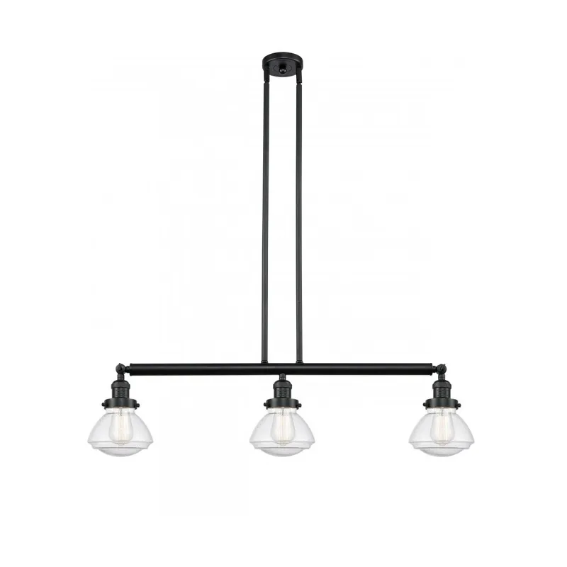 Franklin Restoration Olean LED 39 inch Matte Black Island Light Ceiling Light in Seedy Glass, Franklin Restoration